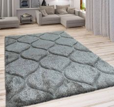 Modern Silver Geometric Rug